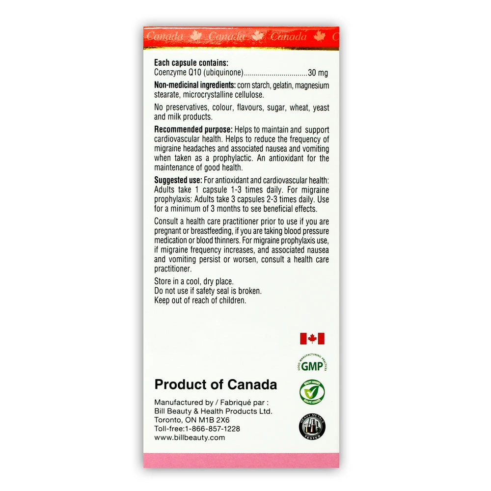 BILL Natural Sources® CoQ10 30mg 100 Capsules
