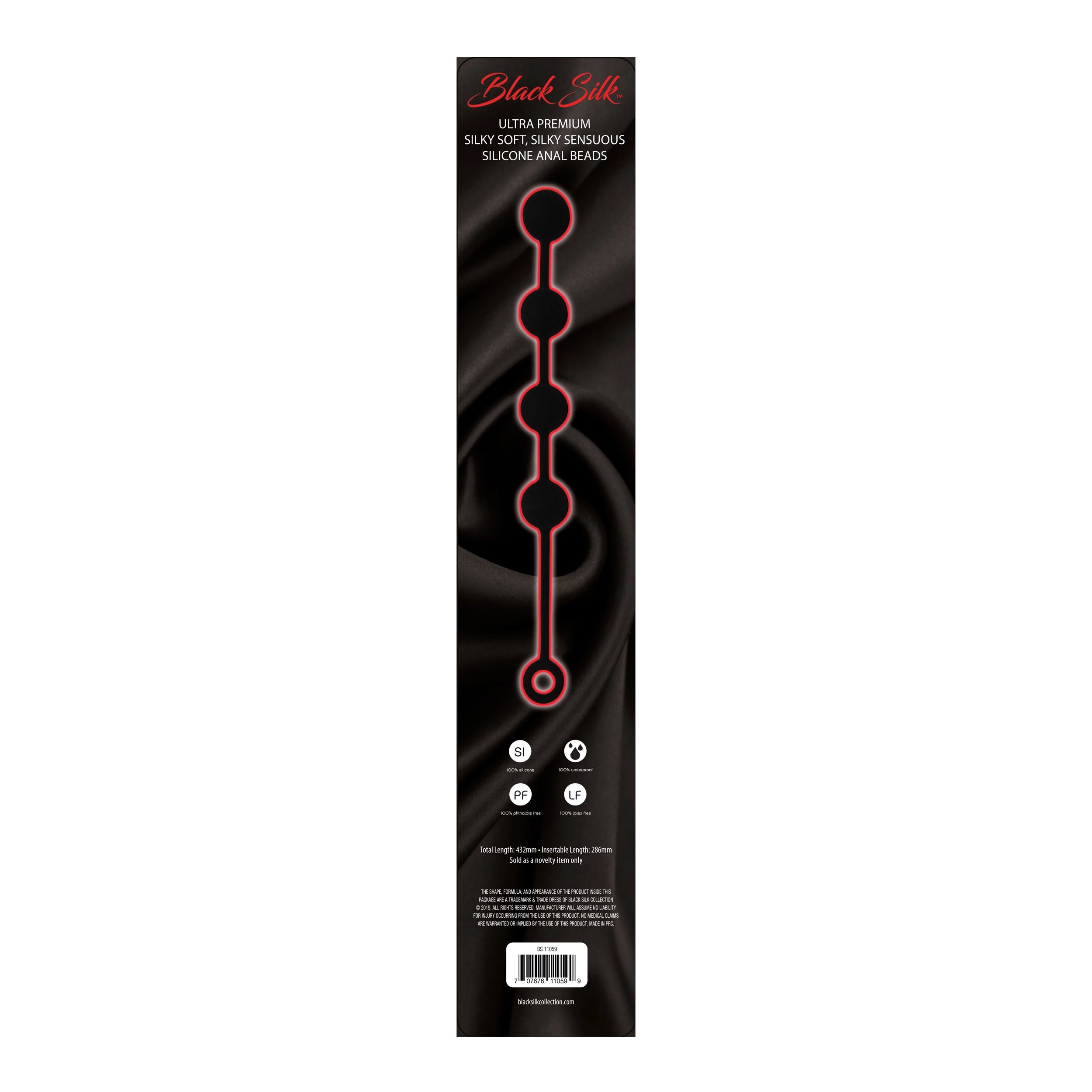 Black Silk Large 4 Anal Beads
