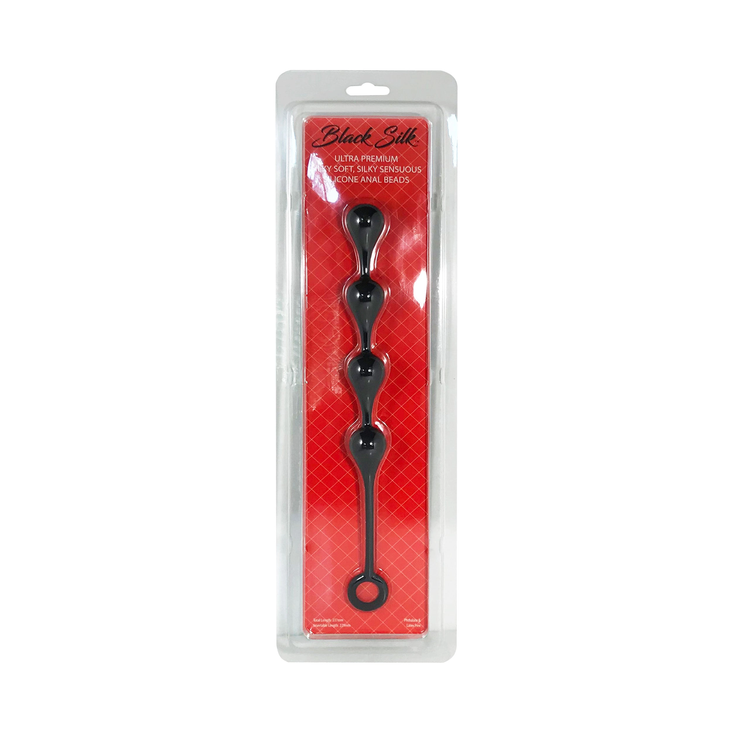 Black Silk Medium 4 Teardrop Anal Beads