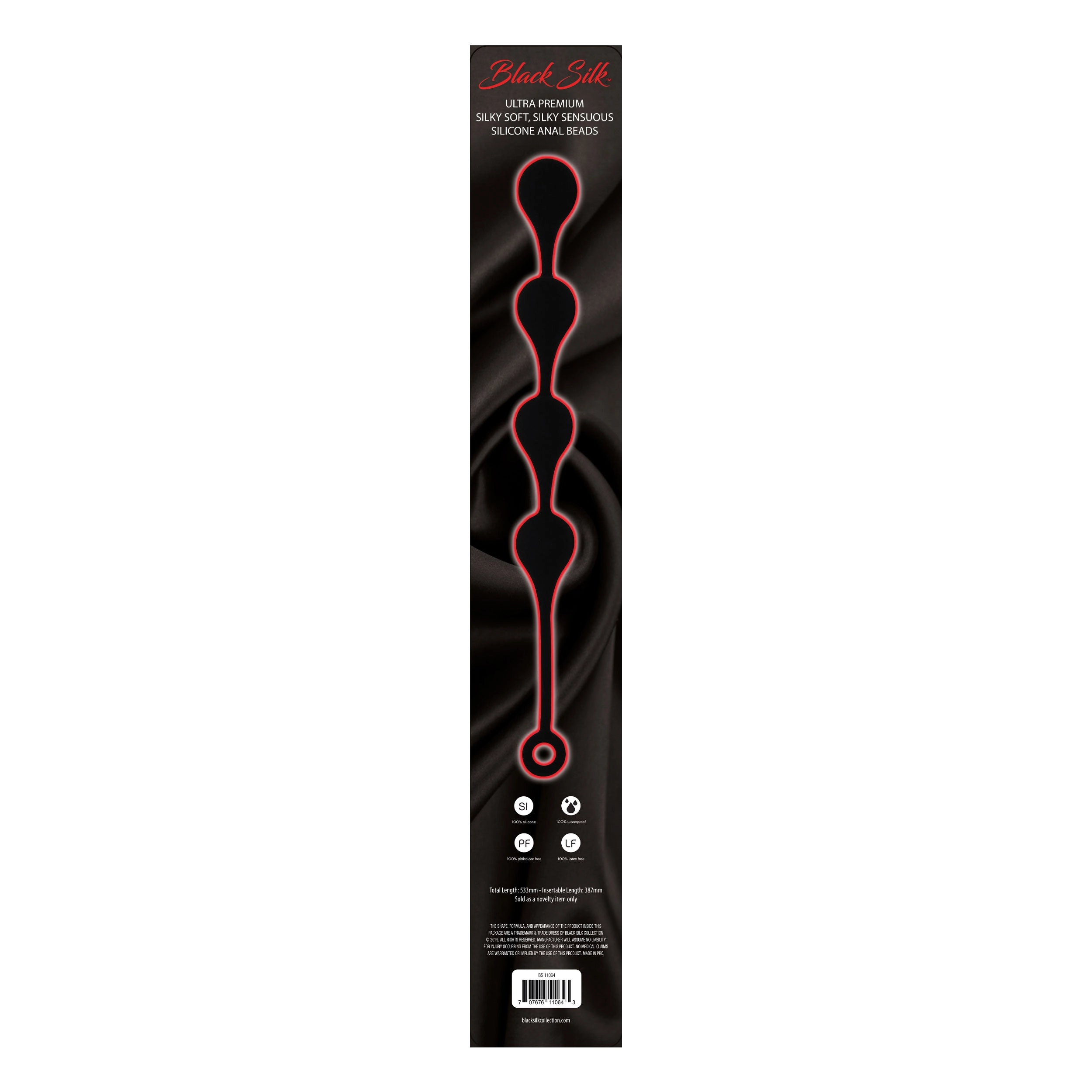 Black Silk XL 4 Teardrop Anal Beads
