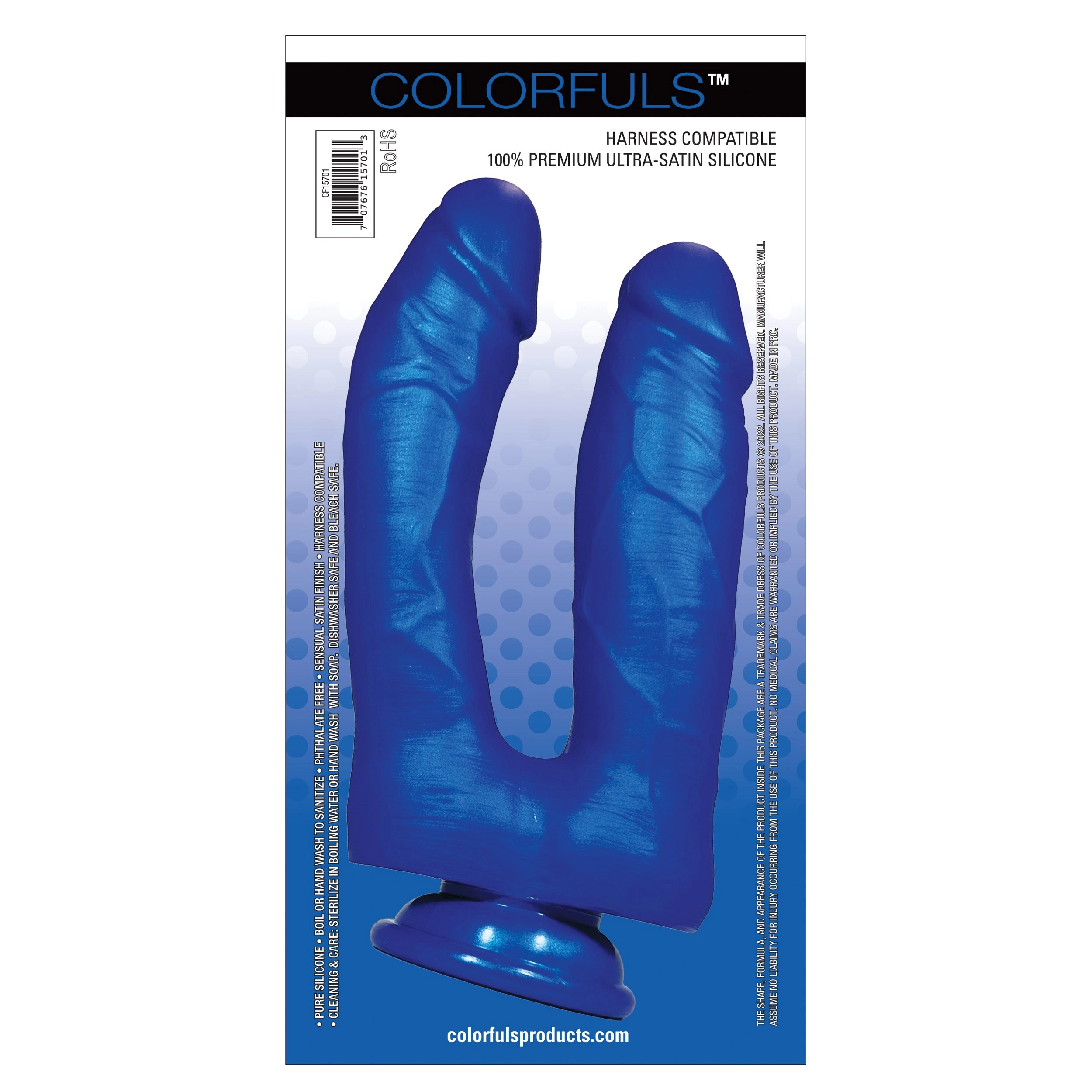Colorfuls Shades of Silk 6.5 in Dual Blue Dildo