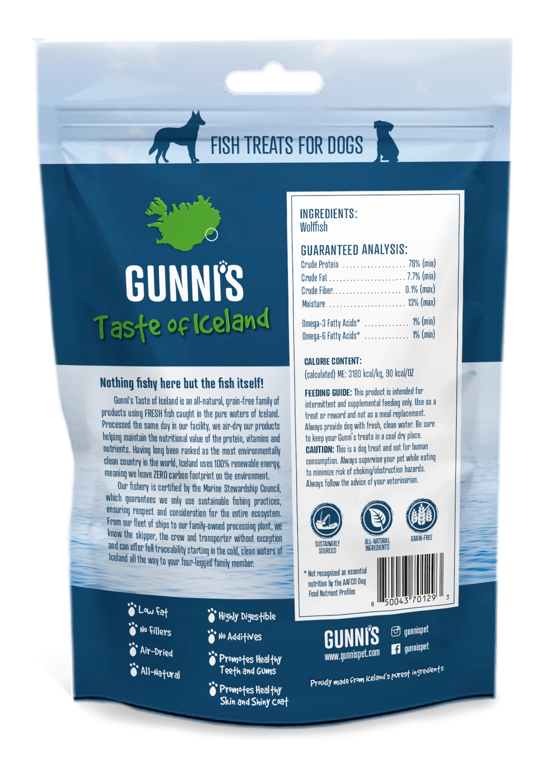 Gunni's Wolffish Skin Shorties Treats for Dogs