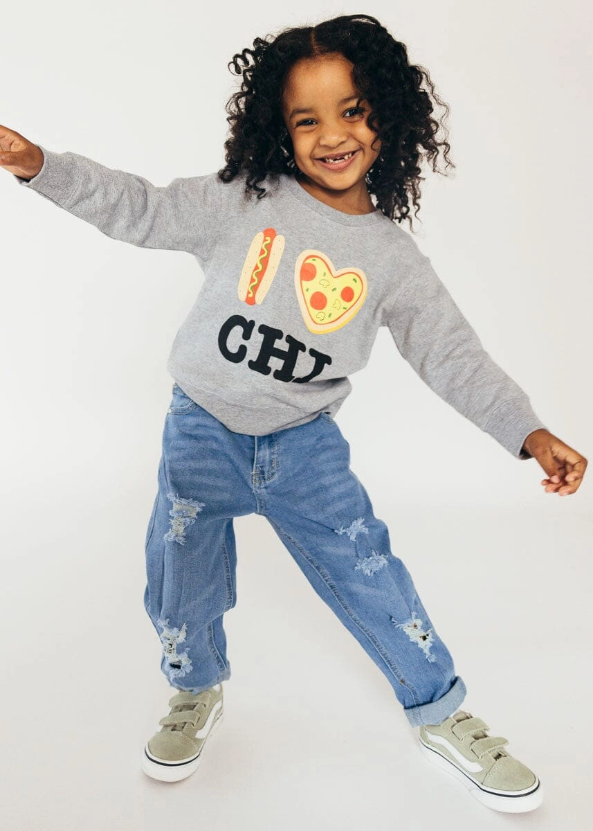 Hot Dog. Pizza. CHI Toddler Sweatshirt - Heather Grey