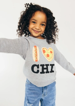 Hot Dog. Pizza. CHI Toddler Sweatshirt - Heather Grey