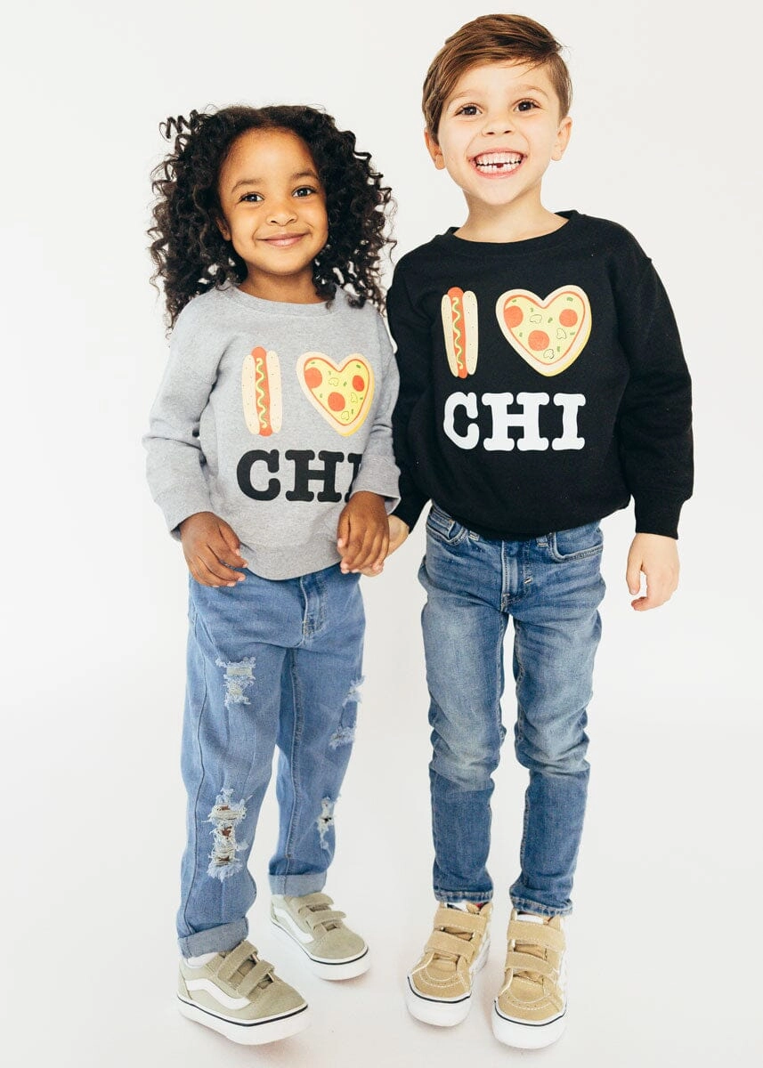 Hot Dog. Pizza. CHI Toddler Sweatshirt - Heather Grey