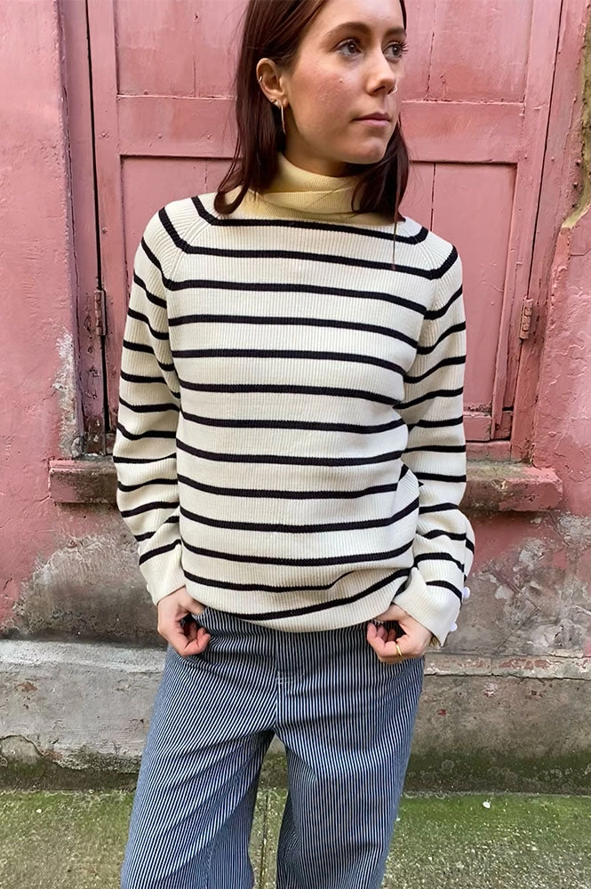 ICHI Boston Birch With Black Stripe Pullover