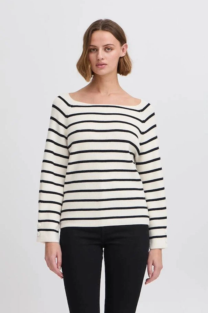 ICHI Boston Birch With Black Stripe Pullover