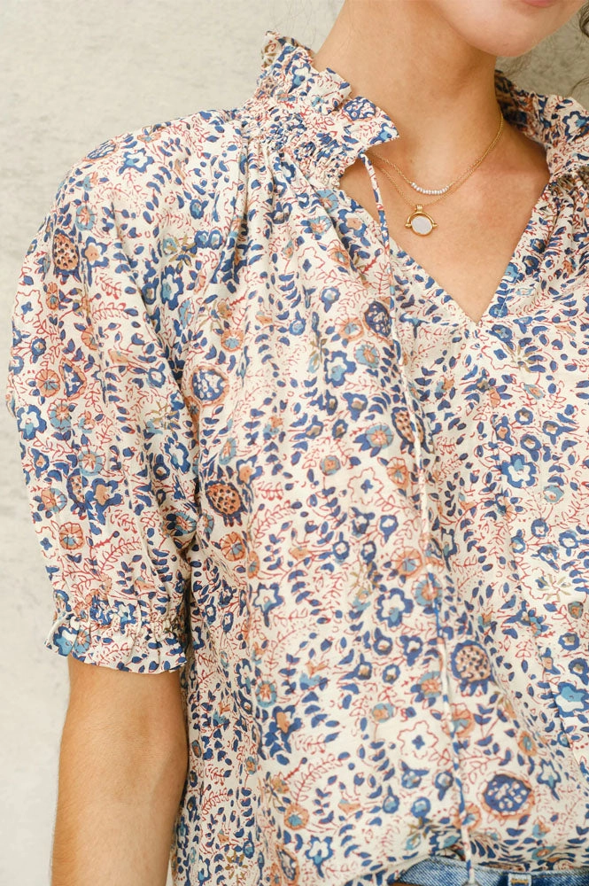 M.A.B.E Cass Print Navy Blouse