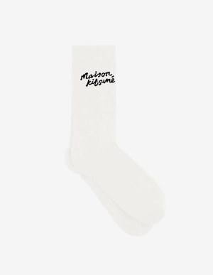 Maison Kitsune Handwriting Socks White