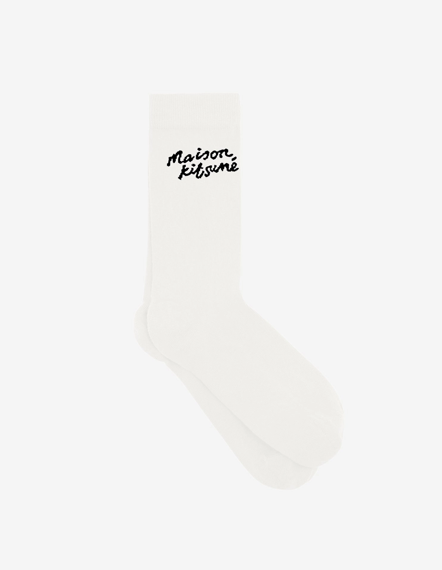 Maison Kitsune Handwriting Socks White