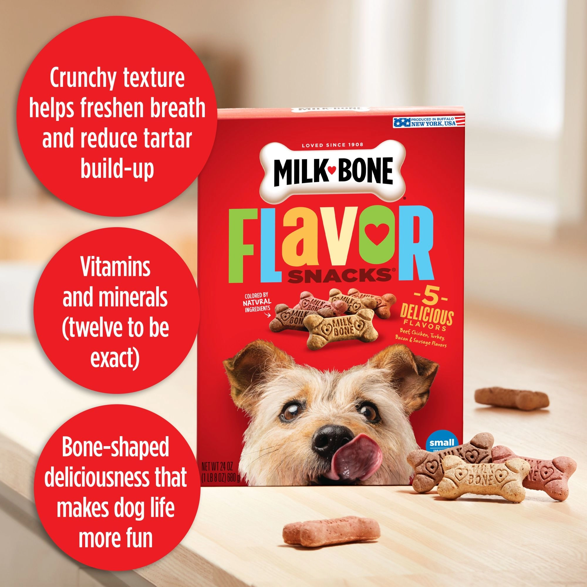 Milk-Bone Flavor Snacks Dog Biscuits, Small, Treats For Dogs Of All Sizes, 60-Ounce