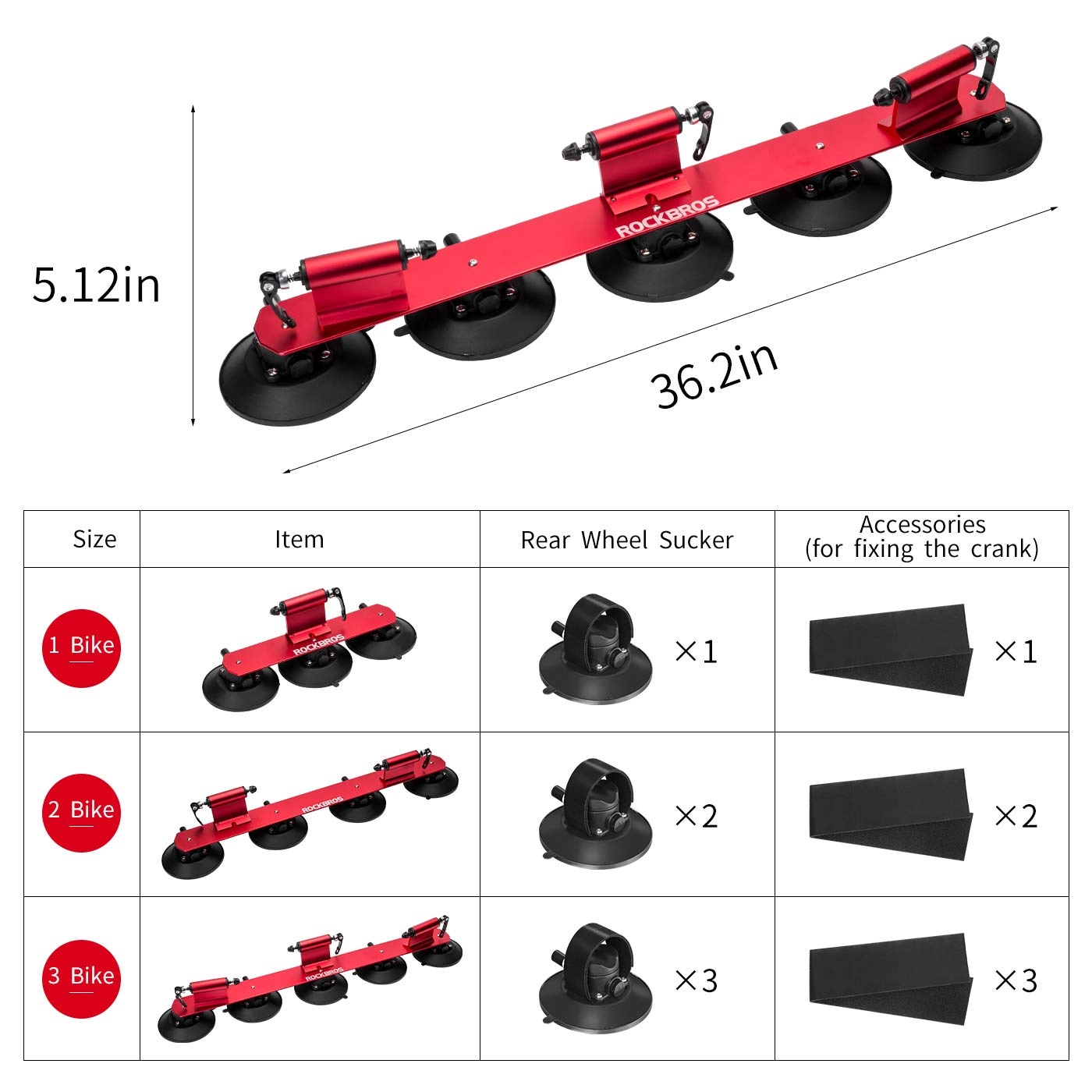 ROCKBROS Suction Cup Bike Rack for Car Roof Quick Release Sucker Mount