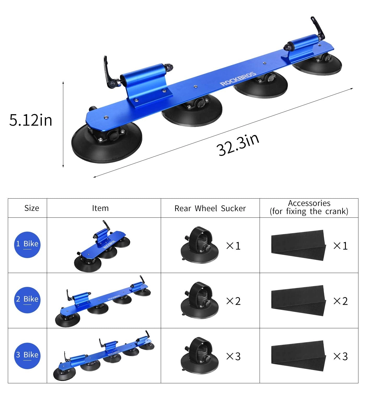 ROCKBROS Suction Cup Bike Rack for Car Roof Quick Release Sucker Mount