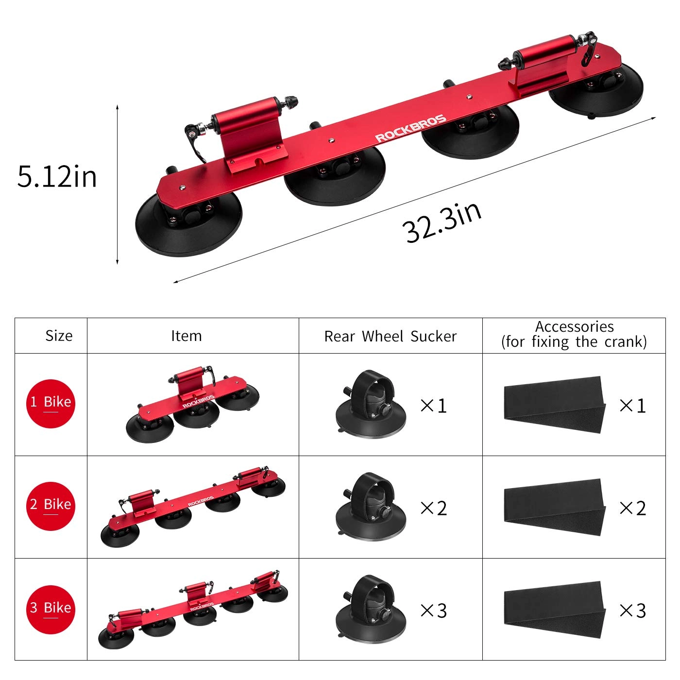 ROCKBROS Suction Cup Bike Rack for Car Roof Quick Release Sucker Mount